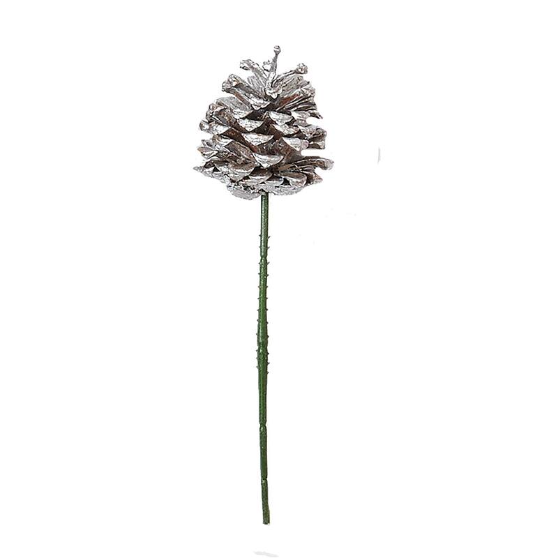 3" Silver Pine Cone Pick, Set of 12 - 3