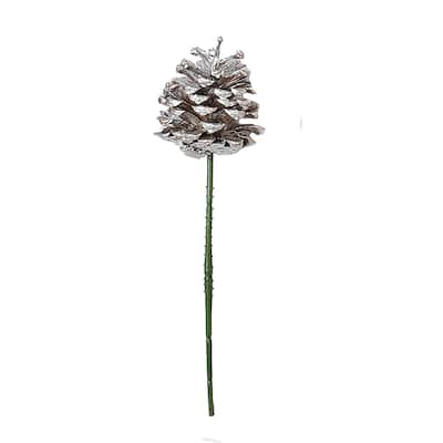 3" Silver Pine Cone Pick, Set of 12 - 3