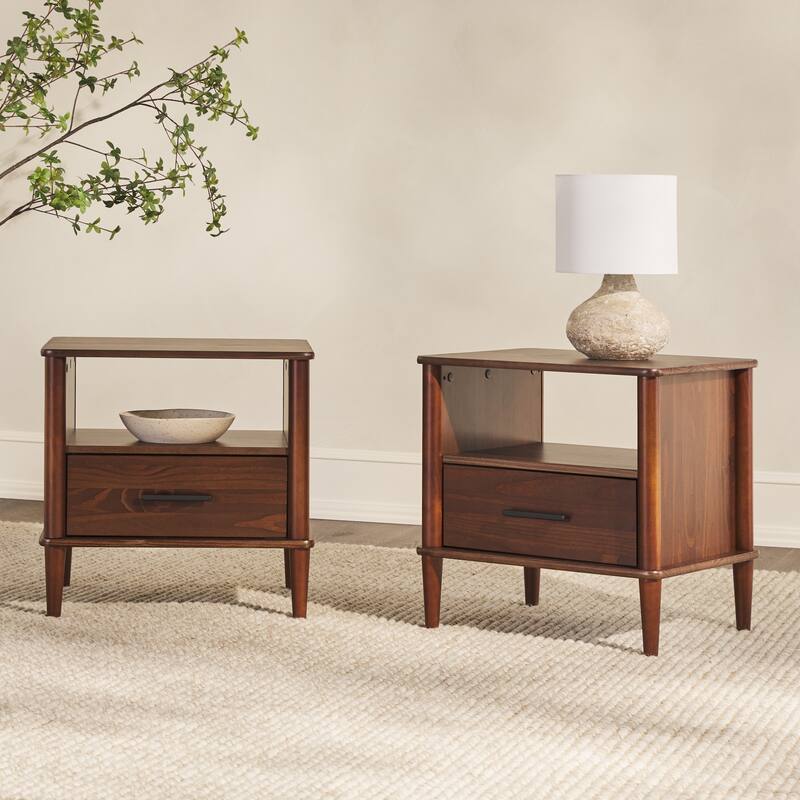 Middlebrook Designs Mid-Century Modern Solid Wood Spindle Nightstand (Set of 2)
