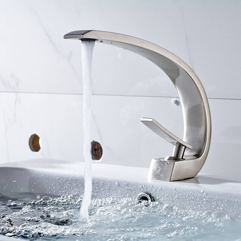 Nickel Single Hole Arch Bathroom Sink Vessel Faucet
