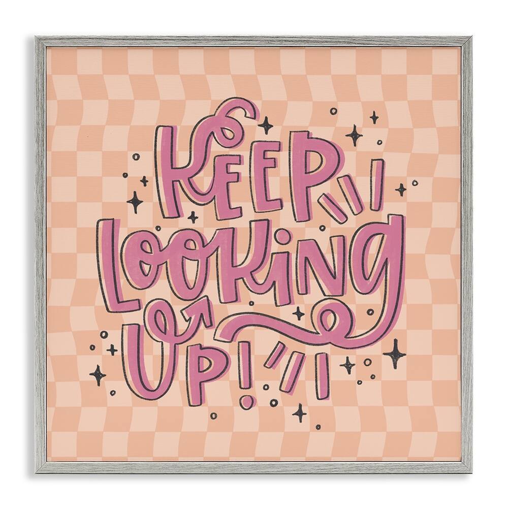 Stupell Keep Looking Up on Checkered Framed Giclee Art Design By Sarah Hickman