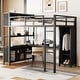 preview thumbnail 3 of 14, Full Size Loft Bed with Storage Cubes and Shelves,Metal Loft Bed with Wardrobe And L-shaped Desk