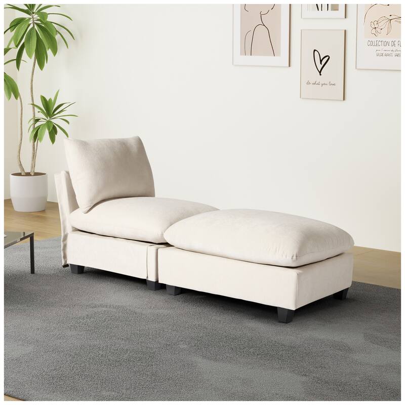 Lucca Chenille Upholstered Single Sofa Chair with Ottoman