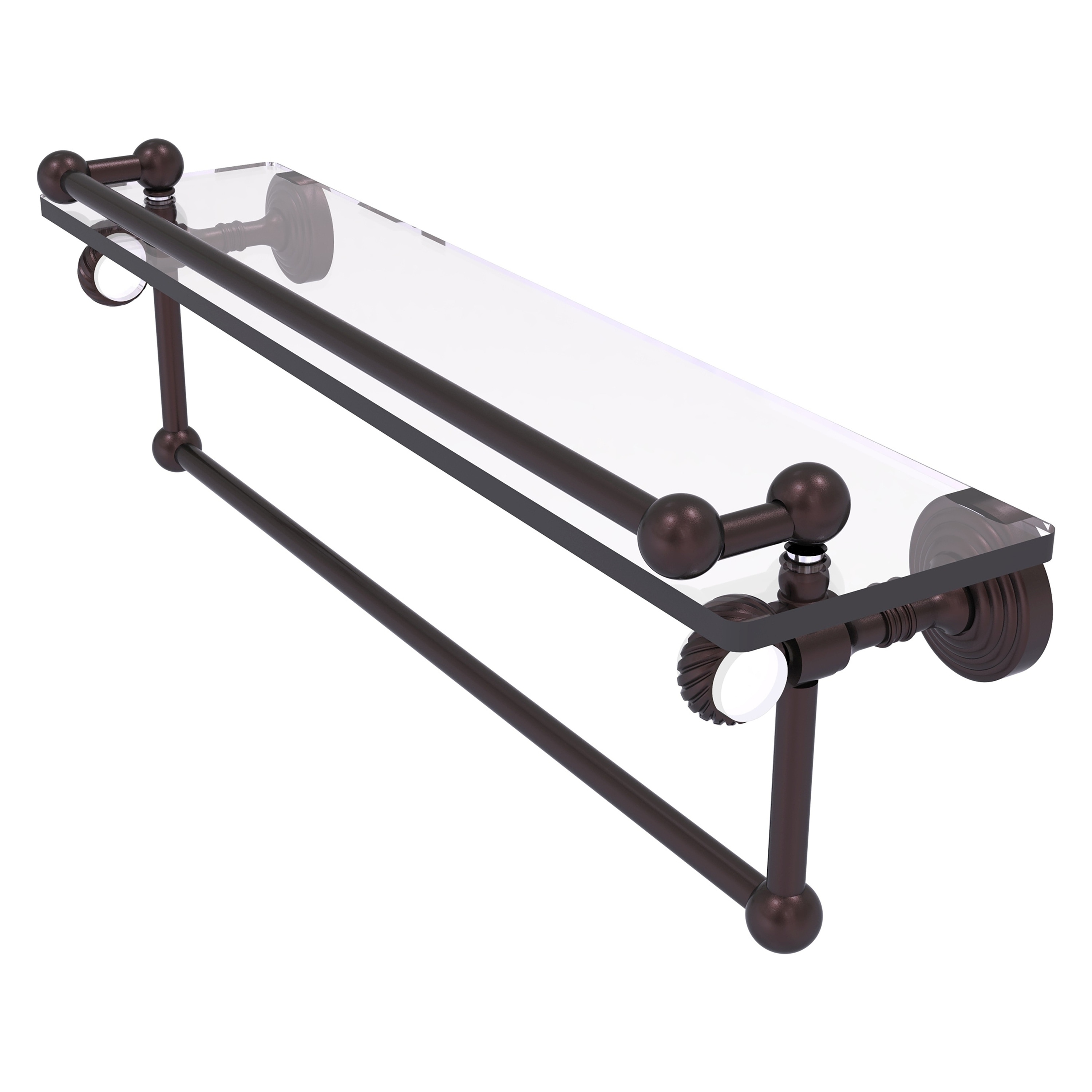 Allied Brass Pacific Grove Collection 16 Inch Gallery Glass Shelf with Towel Bar and Twisted Accents
