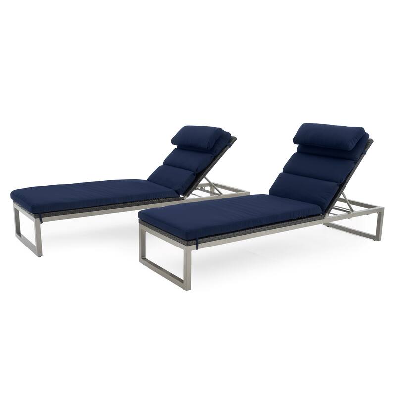 Milo 2 Piece Sunbrella Outdoor Patio Espresso Chaise Lounges