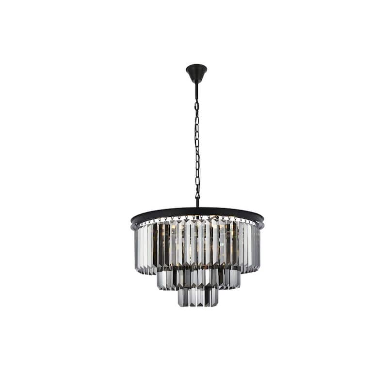 Royce Edge 9-Light Matte Black Chandelier - matte black (royal cut silver shade crystals)