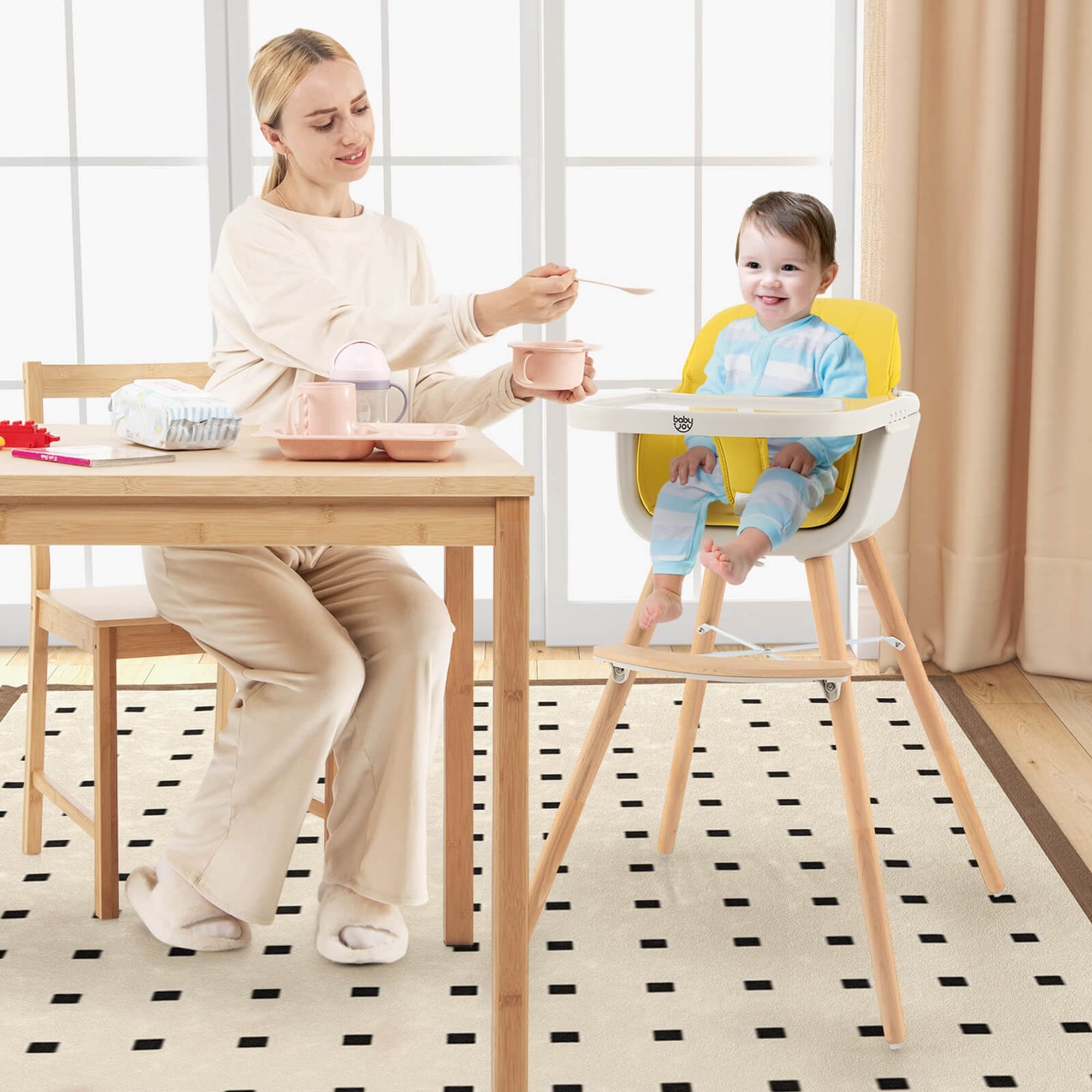 Baby joy wooden high chair hot sale