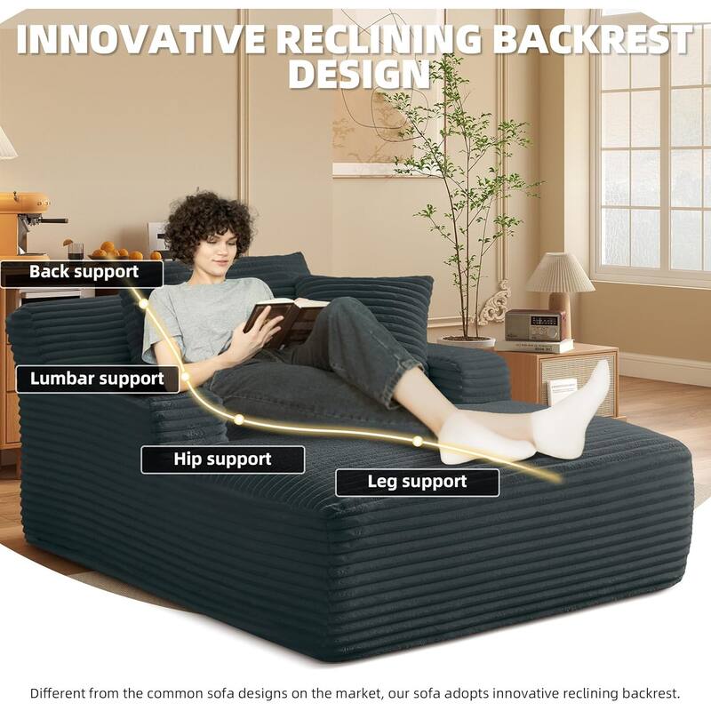 Rossetta Corduroy Upholstered Modern Oversized Chaise Lounge Chair