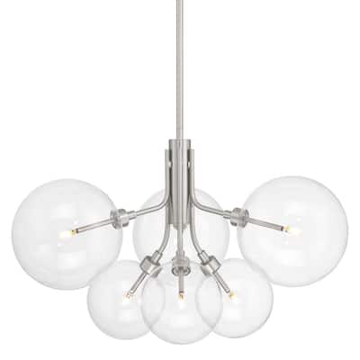 Bellevue SHCH44131 6 Light 27" Wide LED Chandelier with Clear Glass