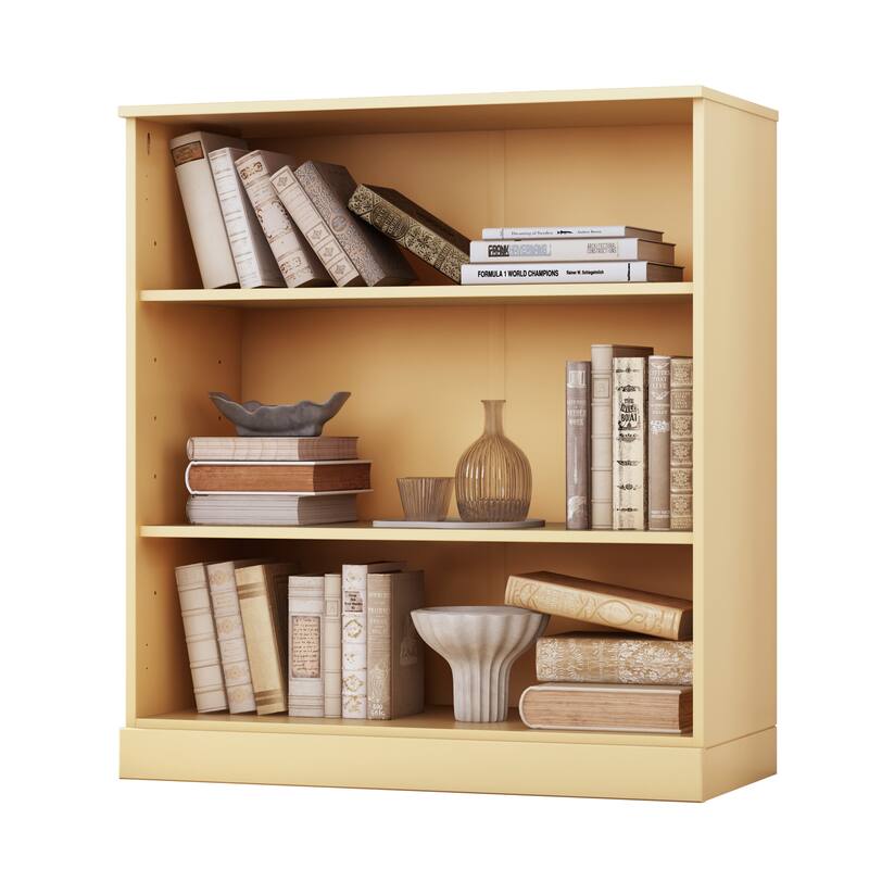Palace Imports 100% Solid Wood 3-Shelf Bookcase, Adjustable Shelves, 32" Wide, 35.75" Tall