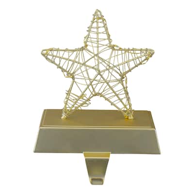 7" LED Lighted Gold Wired Star Christmas Stocking Holder