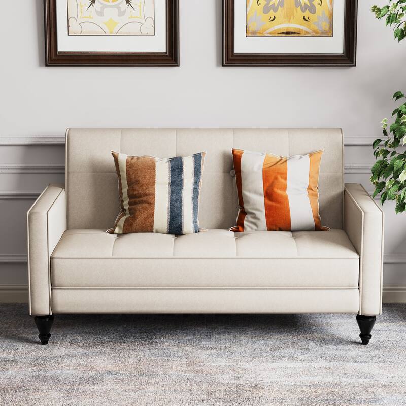 Love Seat Mini Couch Small Settee Loveseat Bench for Living Room Small Spaces, Upholstered Small Loveseat Sofa Couches with