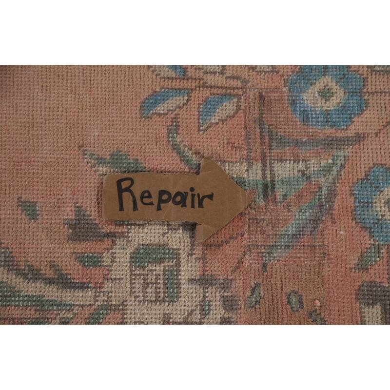 Hand Knotted Oriental 100% Wool Carpet Traditional Medallion Coral Tabriz Area Rug - 11' 11'' X 8' 8''