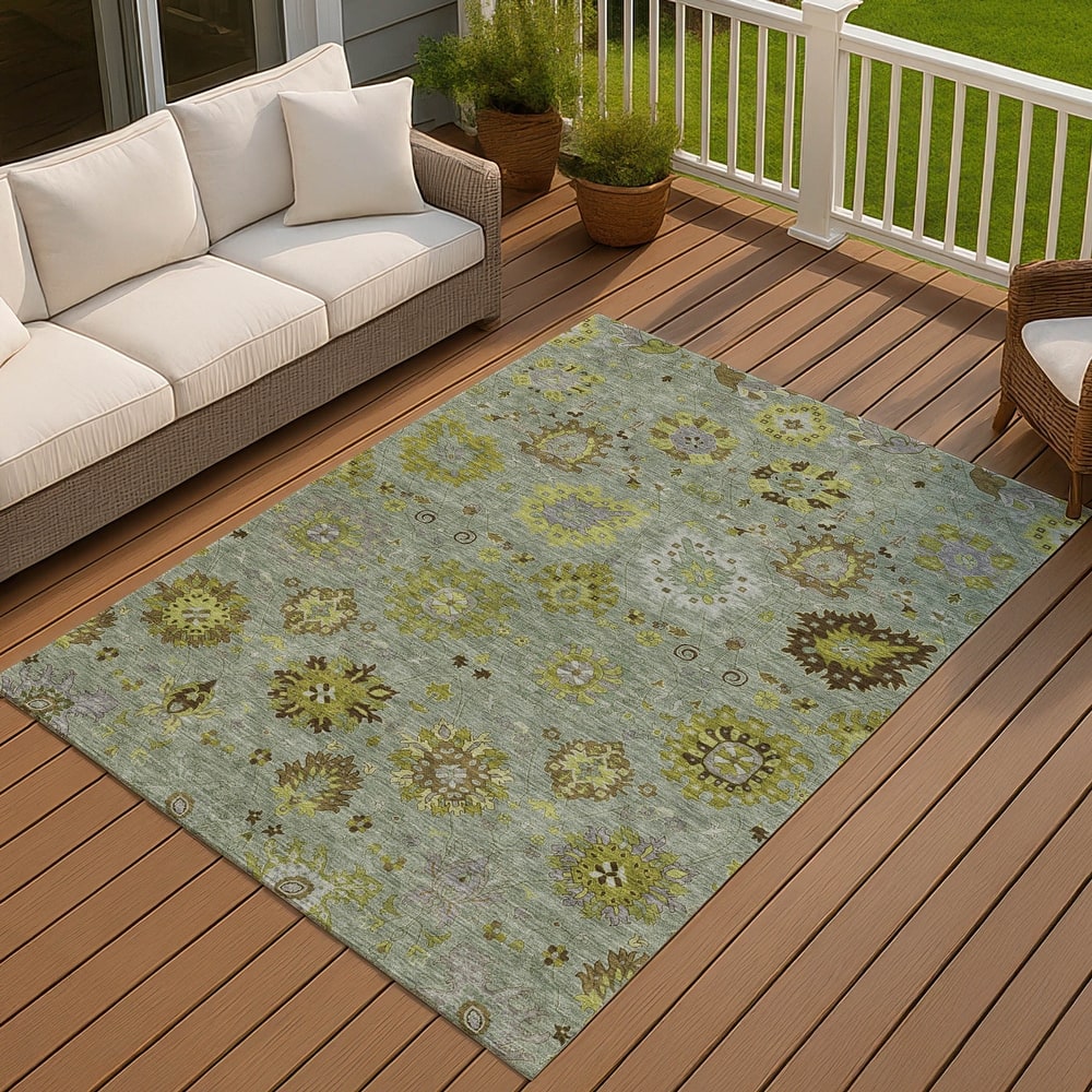 Machine Washable Indoor/ Outdoor Vintage Traditional Chantille Rug