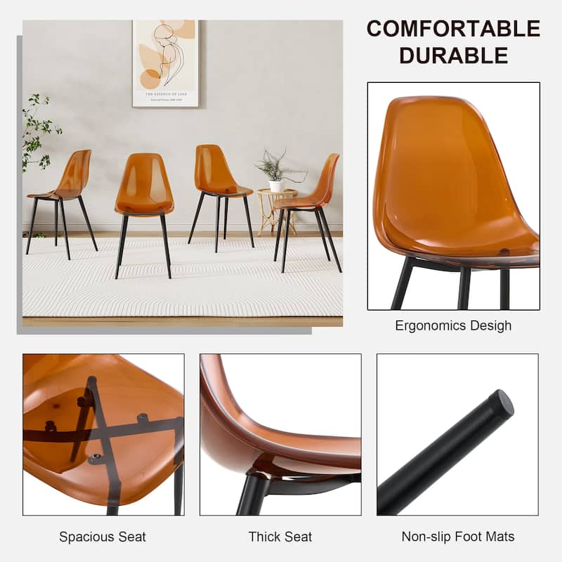 Set of 6 modern minimalist transparent dining chairs