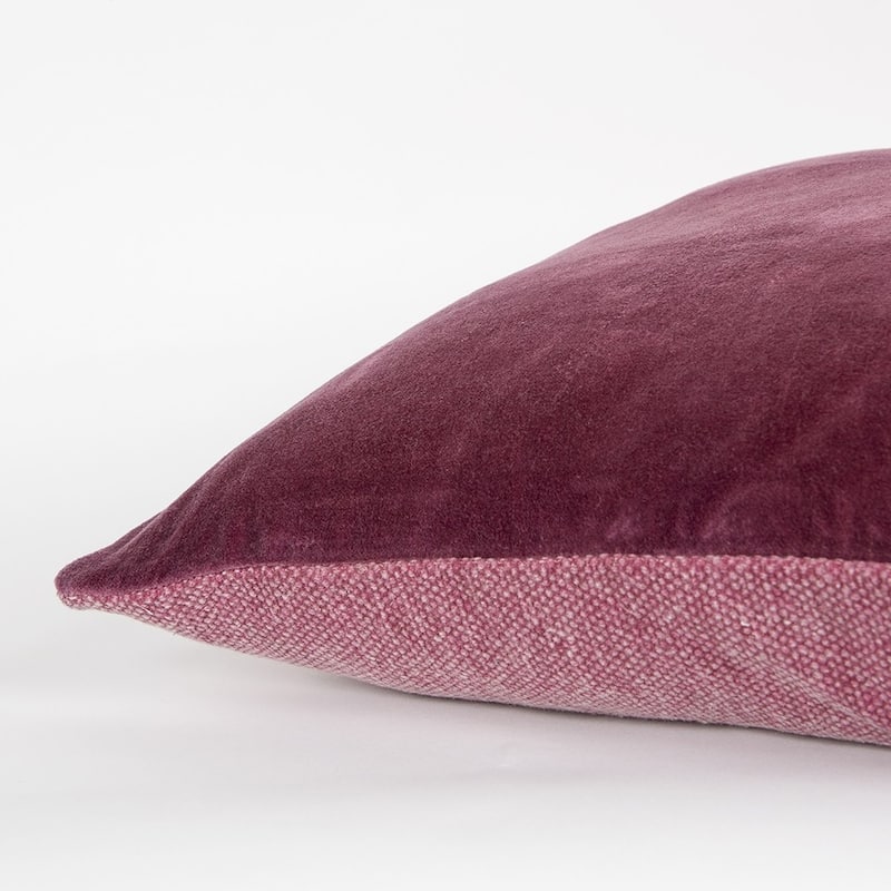 HomeRoots 22" Raspberry Cotton Velvet Throw Pillow