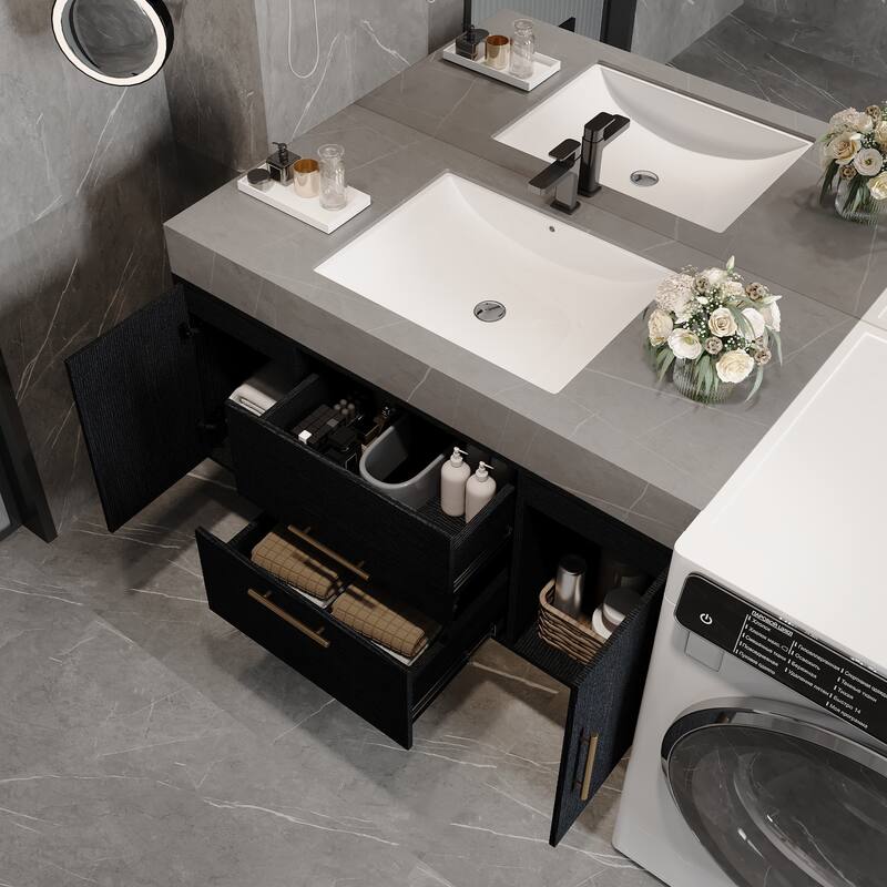 39.4 Inches Single Contemporary Floating Bathroom Vanity