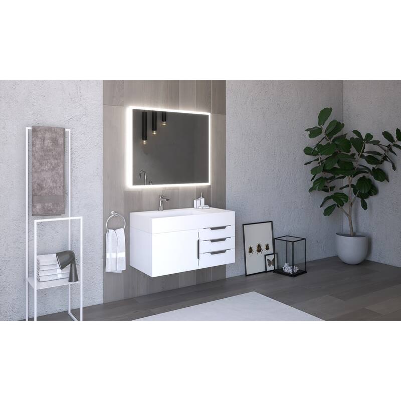 Amazon 36" Wall Mounted Bathroom Vanity Set w/ White Top