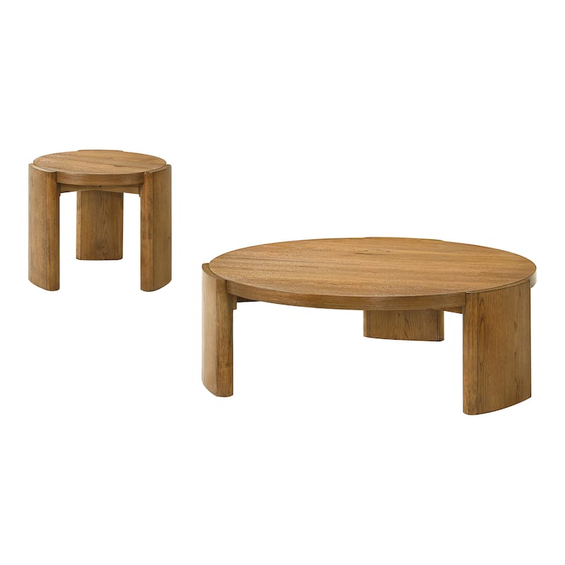 Furniture of America Minst Modern 2-Piece Wood Round Coffee Table Set