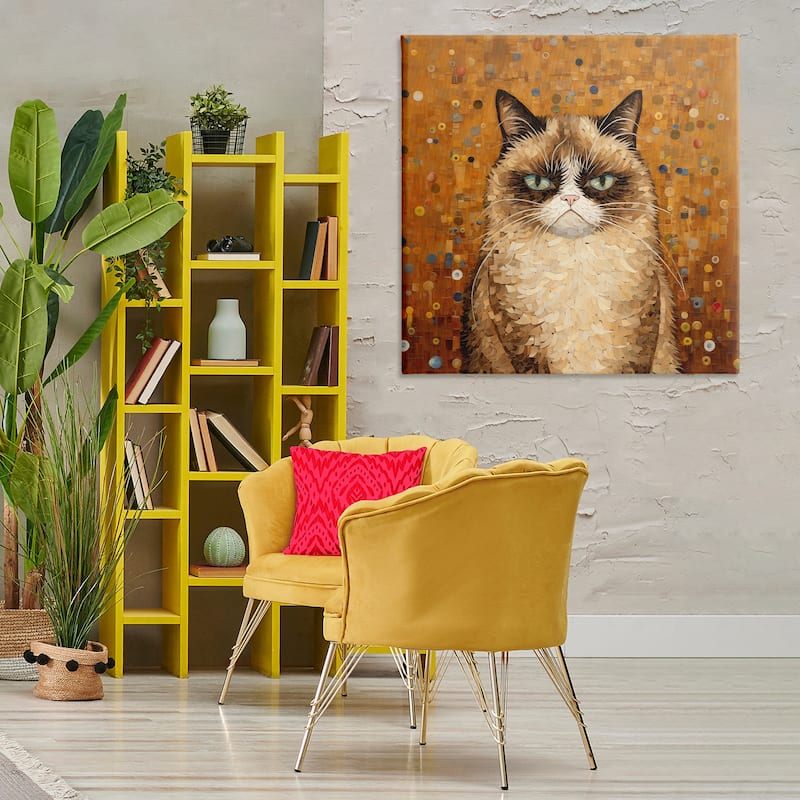 Stupell Grouchy Cat in Classic Style Canvas Wall Art Design By Arlington Prints