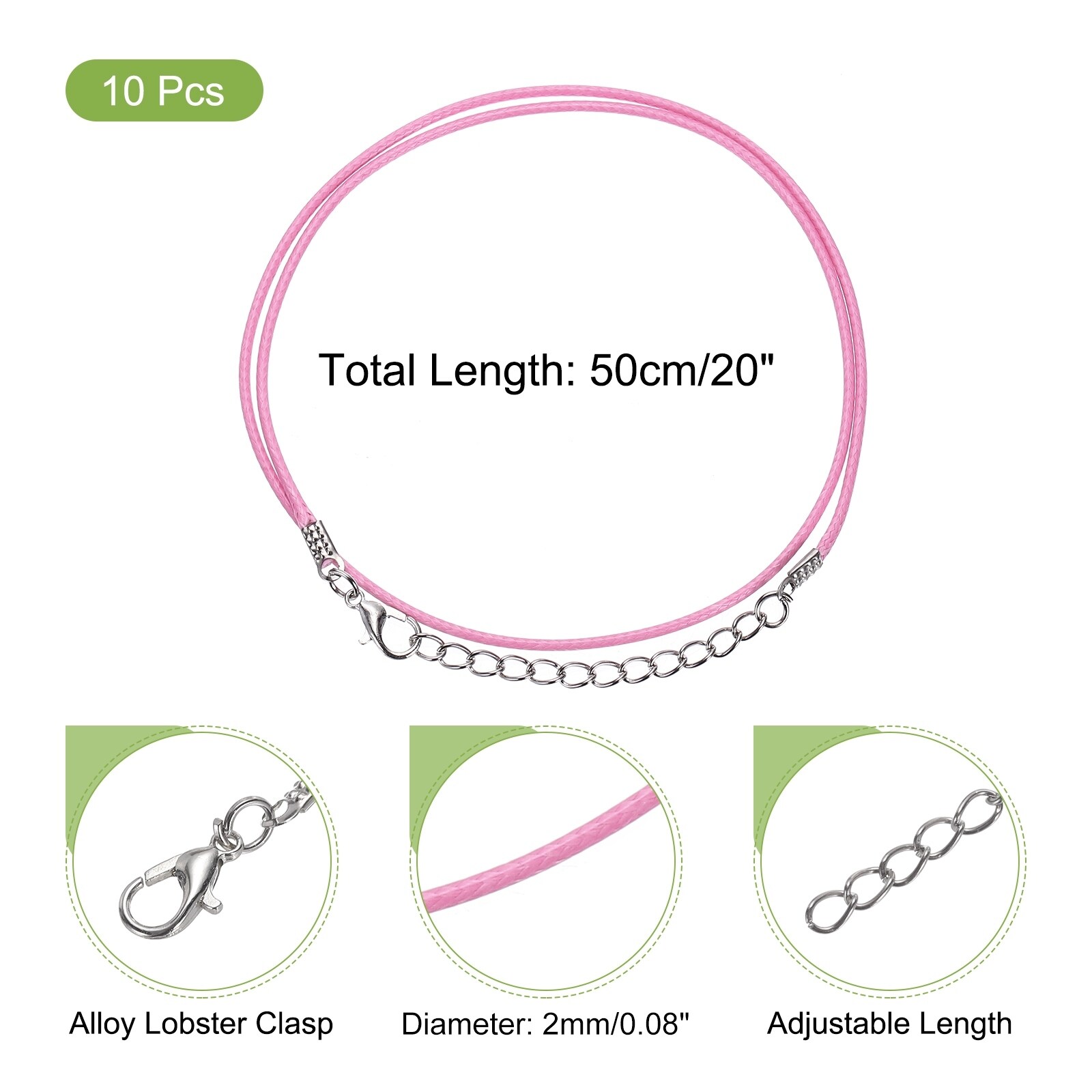 Waxed Necklace Cord, Bulk Necklace String with Clasp Waxed Leather Cord Rope for Jewelry Making DIY Bracelet Pendant