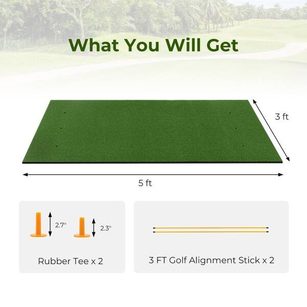 dimension image slide 2 of 6, 5 x 3 ft Artificial Turf Grass Practice Mat for Indoors and Outdoors