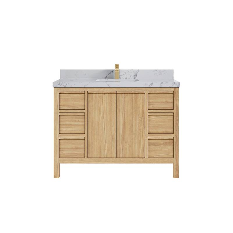 Willow Collections 48 in. W x 22 in. D Elizabeth Solid Teak Single Sink Bathroom Vanity with Countertop
