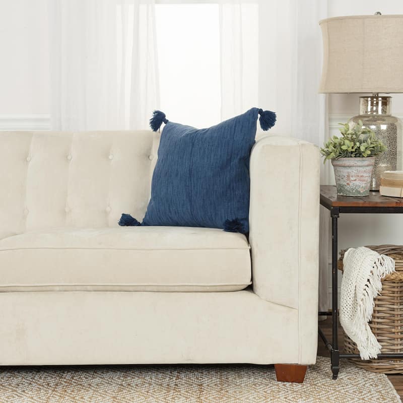 Solid With Tonal Abstract Cotton Throw Pillow