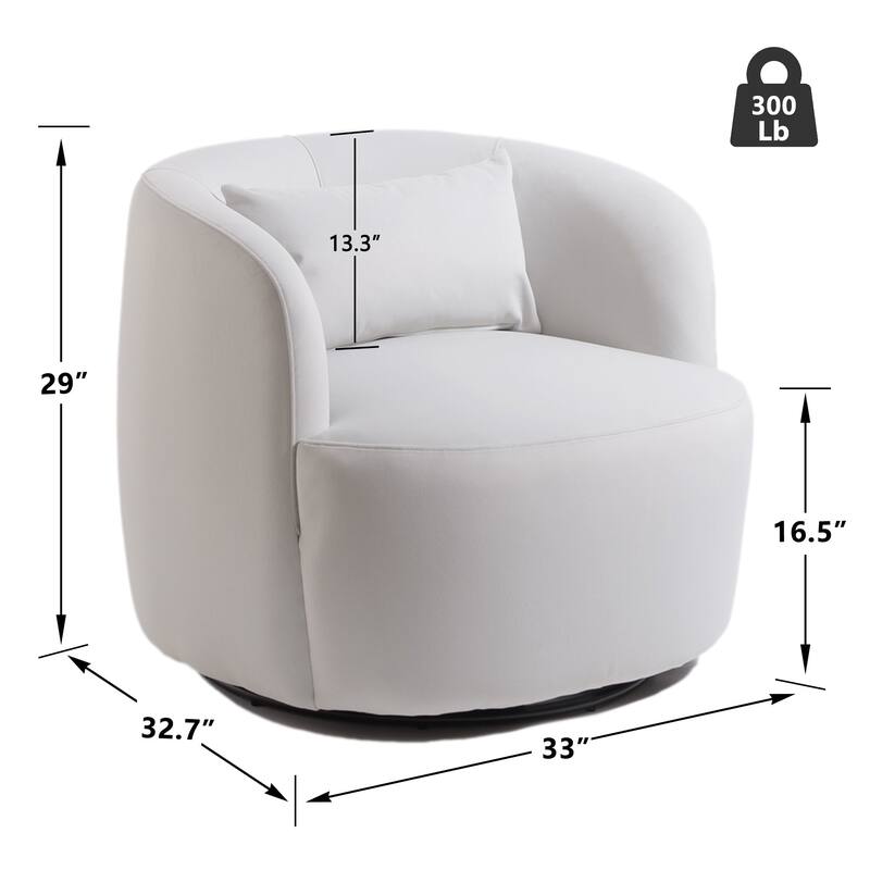 KINWELL 34" Wide Velvet Upholstered Swivel Accent Chair with Toss Pillow
