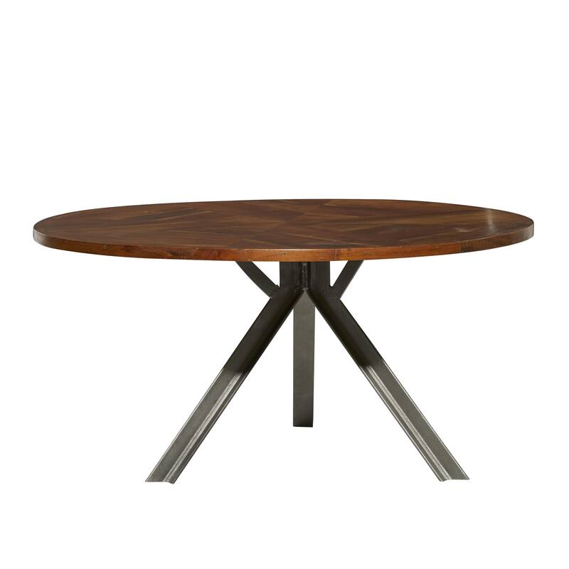 Wood Coffee Table with Gray Metal Tripod Base - Brown - Roche River Decor - Brown