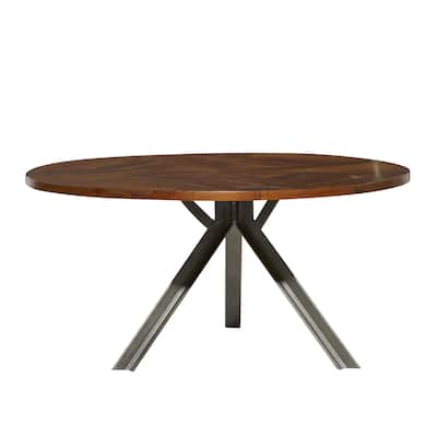 Wood Coffee Table with Gray Metal Tripod Base - Brown - Roche River Decor