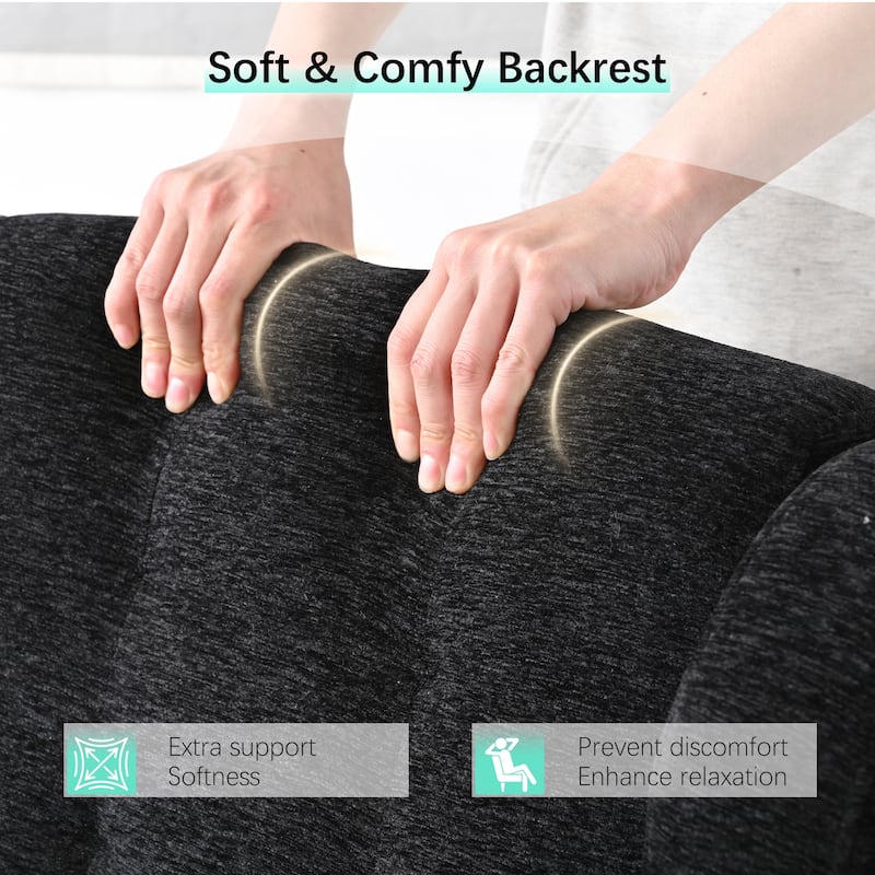 Modern Accent Chair,Chenille Living Room Lounge Chair / Throw Pillow,Comfy Reading Chair,Mid Century Living Room Chair - Black