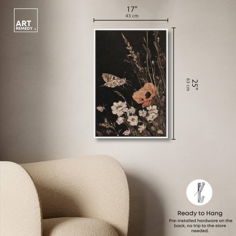 Poppy and Moth II Canvas by Art Remedy