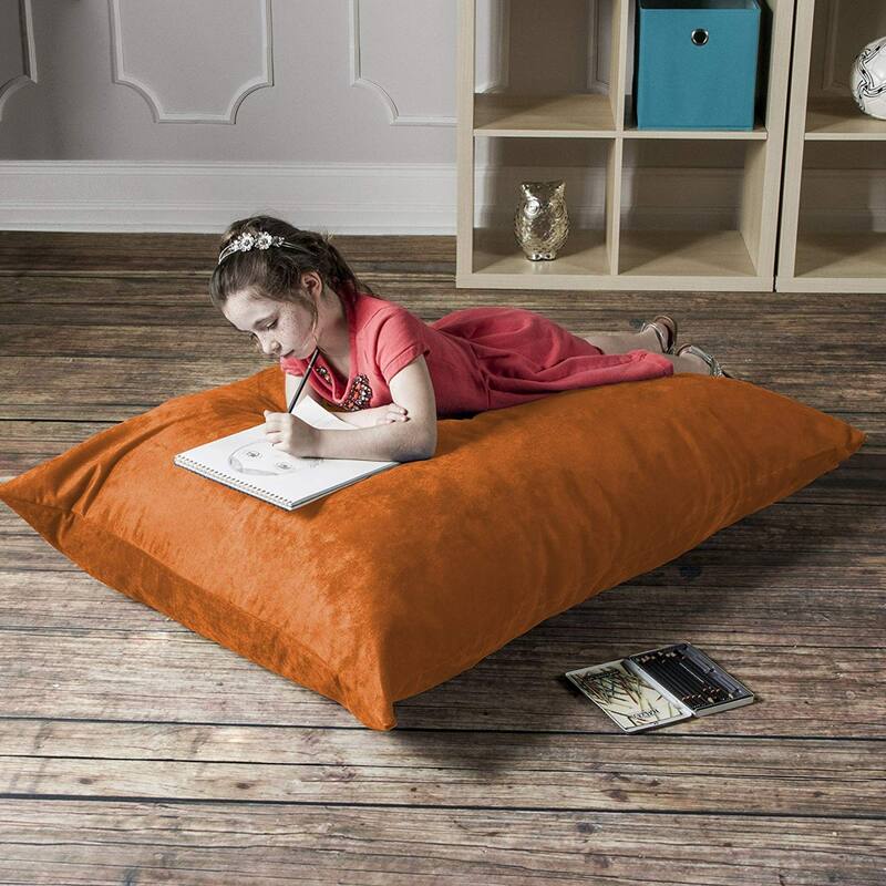 Solid Kids Microsuede Pillow Bean Bag - 44" - Mandarin Orange