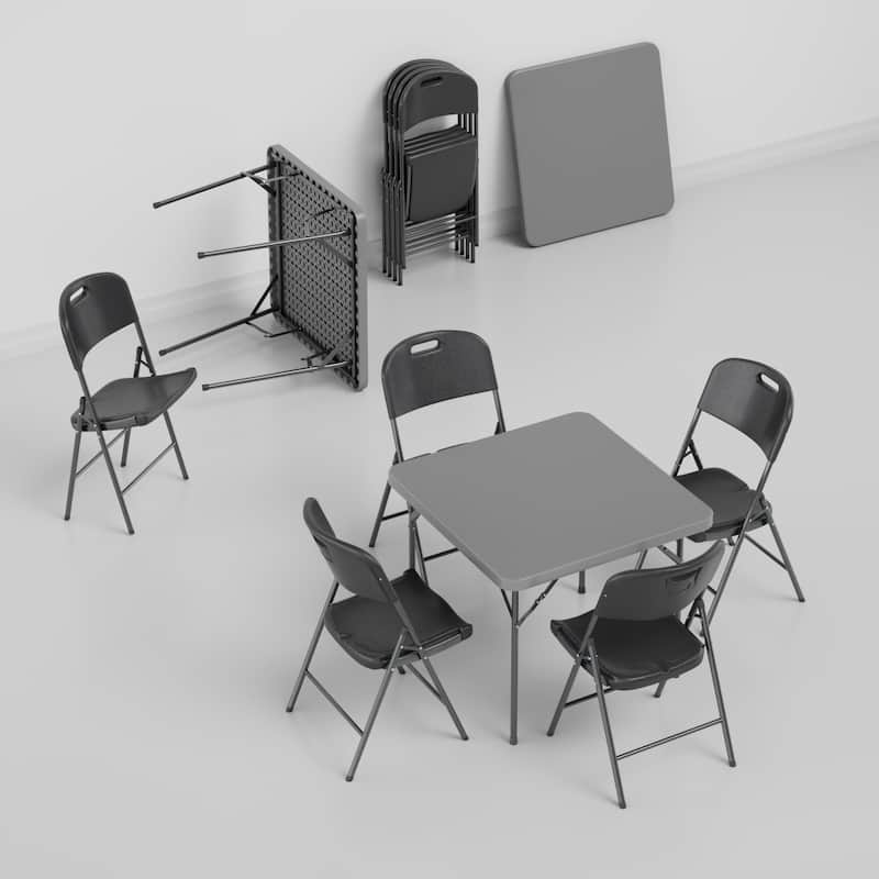 34" Folding Square Table Portable Plastic Dining Card Table for Kitchen or Outdoor Party Wedding Event