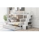 preview thumbnail 3 of 7, White Stairway Twin-Over-Full Bunk Bed with Trundle and Storage