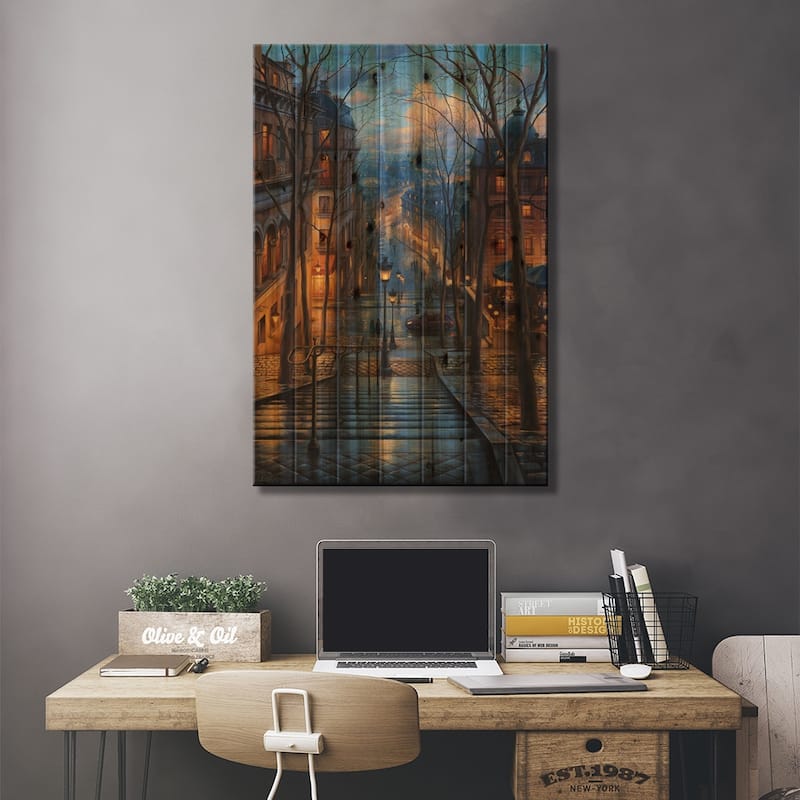 Montmartre Spring Print On Wood by Evgeny Lushpin - Multi-Color