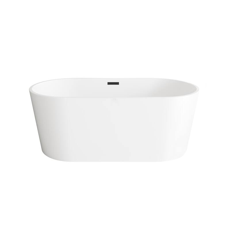 Melisande Bathtub in Glossy White - Glossy White with Matte Black Trim - 59"