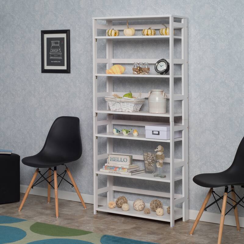 5-Shelf Bookcase Black Finish Tall Open Storage Organizer with Modern Style for Living Room or Home Office