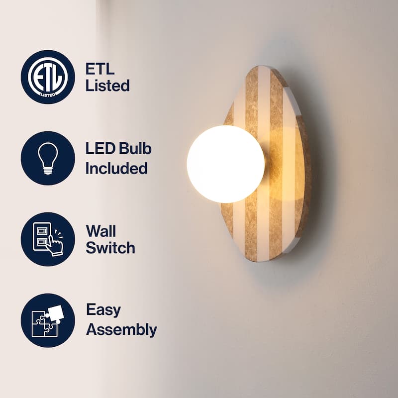 Tivoli Modern Minimalist 1-Light Ovoid LED Wall Sconce