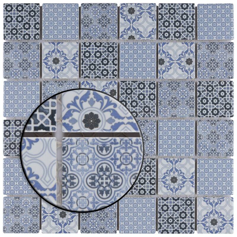 Merola Tile Classico 2" Square Blue 6" x 6" Porcelain Floor and Wall Tile