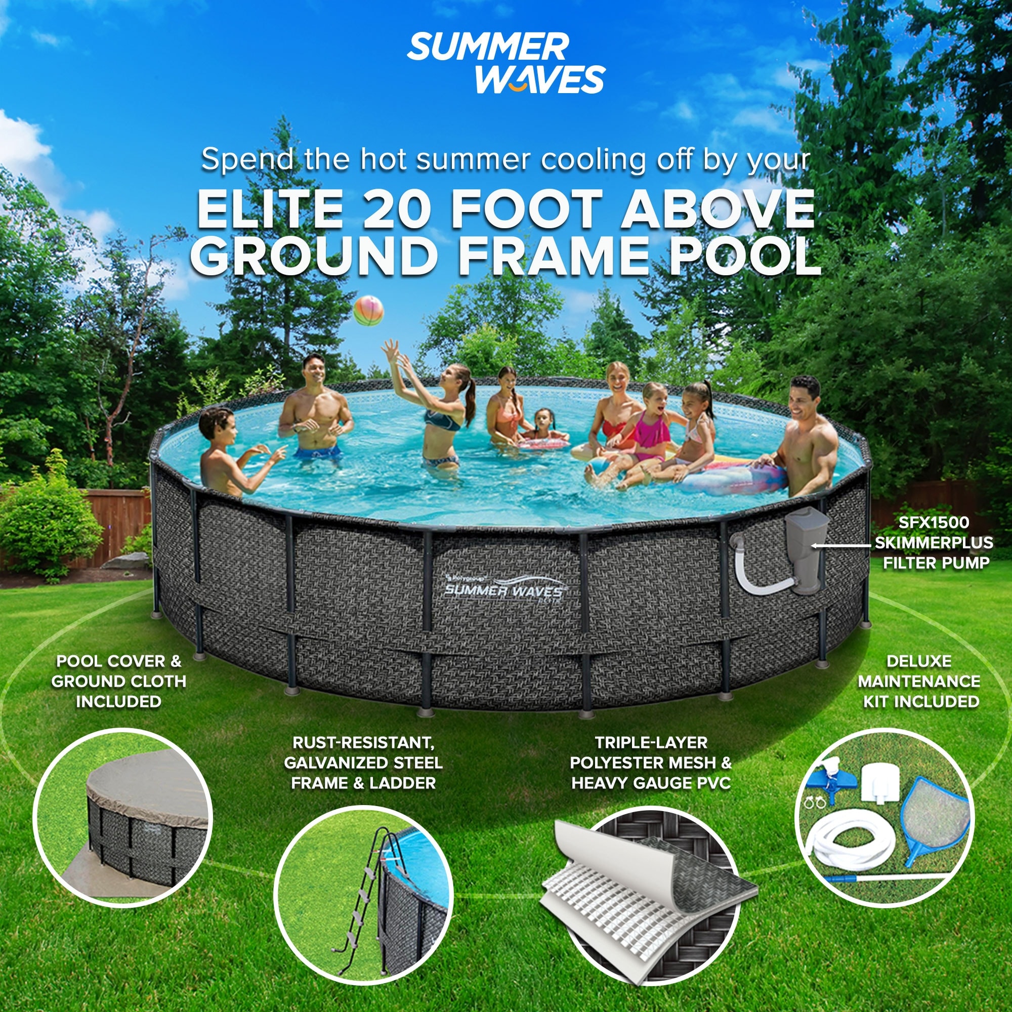 summer waves 15ft pool pump