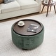 preview thumbnail 69 of 71, Huimo Modern round wooden tray Ottoman with Storage MOSSGREEN