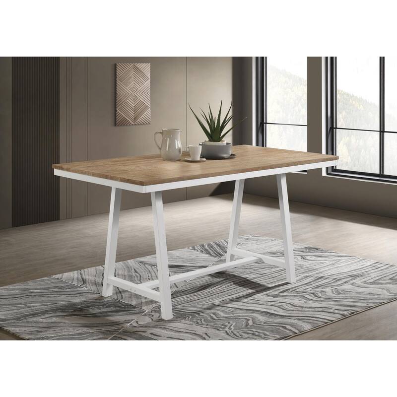 Prager Brown and White Rectangular Counter Height Dining Table