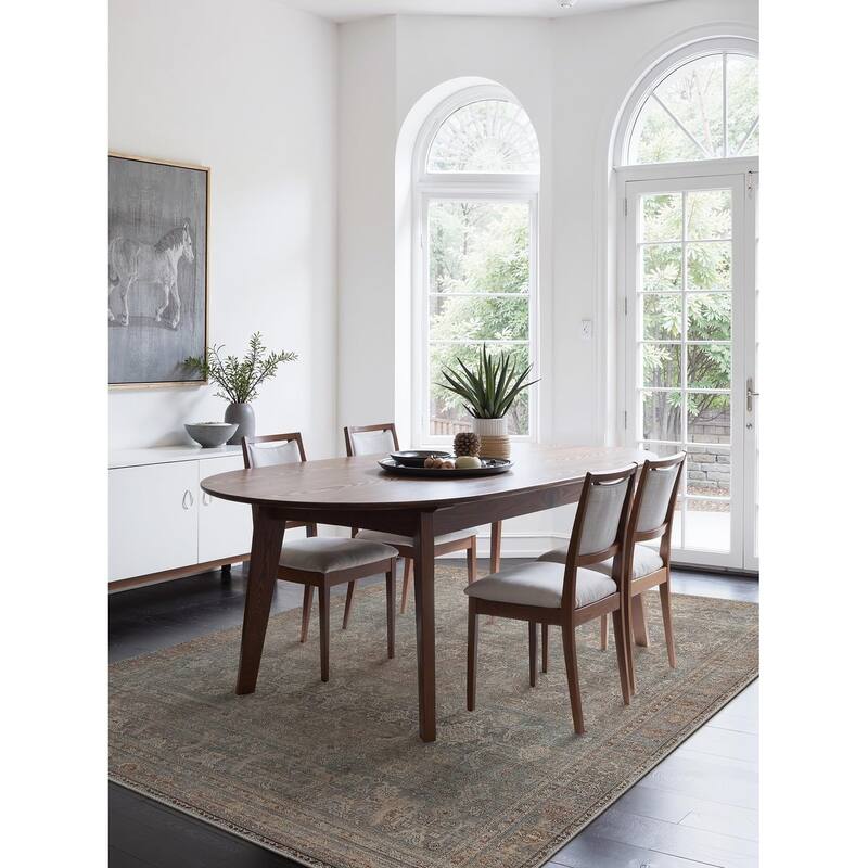 Mcow Vintage Floral Low-Pile Machine Washable Non-Slip Area Rug