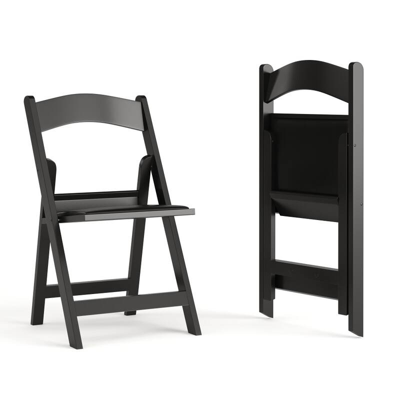 Set of 2 Folding Chairs with Padded Seats - 18"D x 17.25"W x 30.75"H - Black