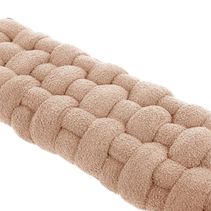 Christopher Knight Home - Teddy Braided Upholstered Bench with Black Metal Legs End-of-Bed Seating