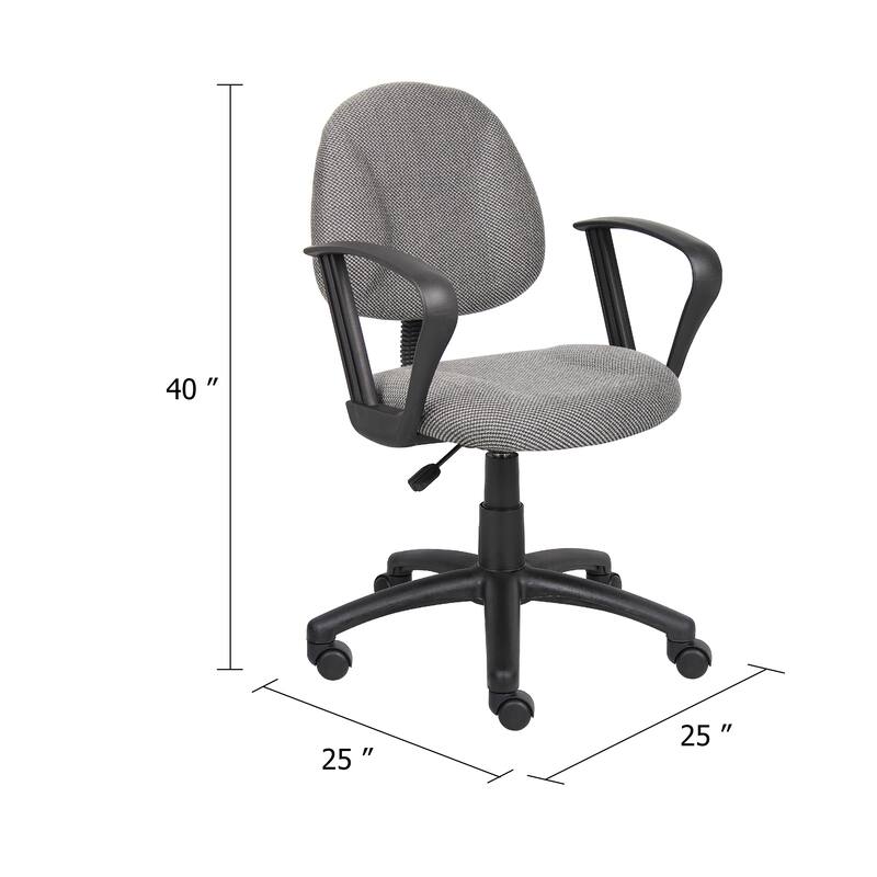 Jea Swivel Posture Chair, Loop Arms, Gray Tweed, Rolling Wheels