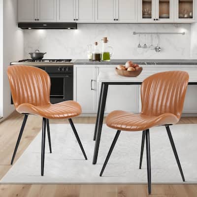 Modern Leather Upholstered Dining Chairs (Set of 2)