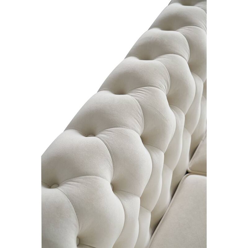 84.65" Chesterfield Velvet 3-Seater Sofa
